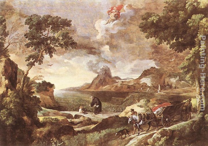 Landscape with St Augustine and the Mystery painting - Gaspard Dughet Landscape with St Augustine and the Mystery art painting